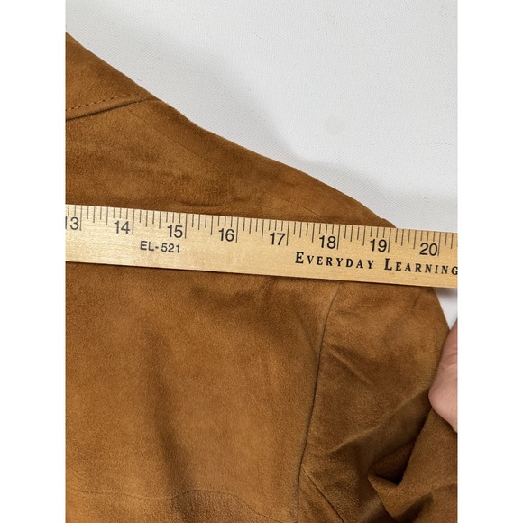 Vintage Cortefiel Spain Suede Leather Blazer Jacket Tan Brown Size 46 US Large - Picture 14 of 16